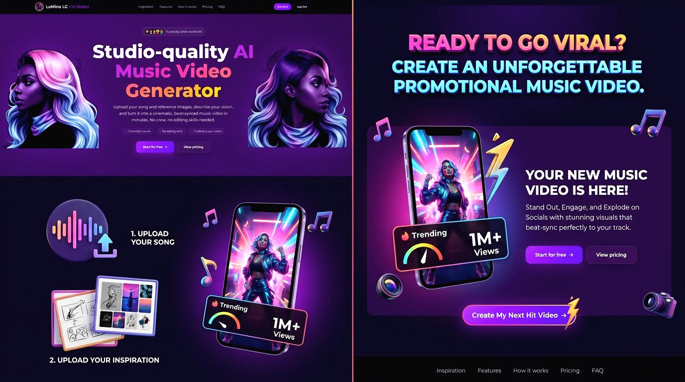 Ready to go viral? Create an unforgettable promotional music video with LuMina LG Vid Maker.